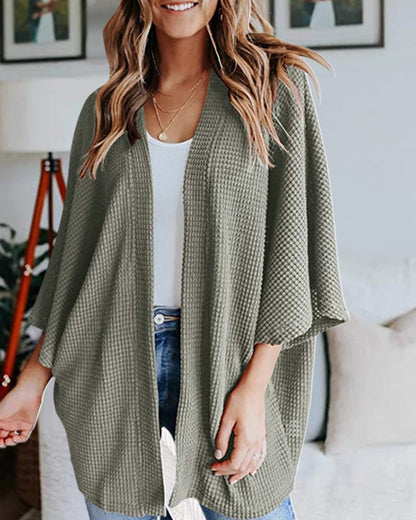 Évoque Effen Gebreid Cardigan met 3/4 Vleermuismouwen – Losse Pasvorm