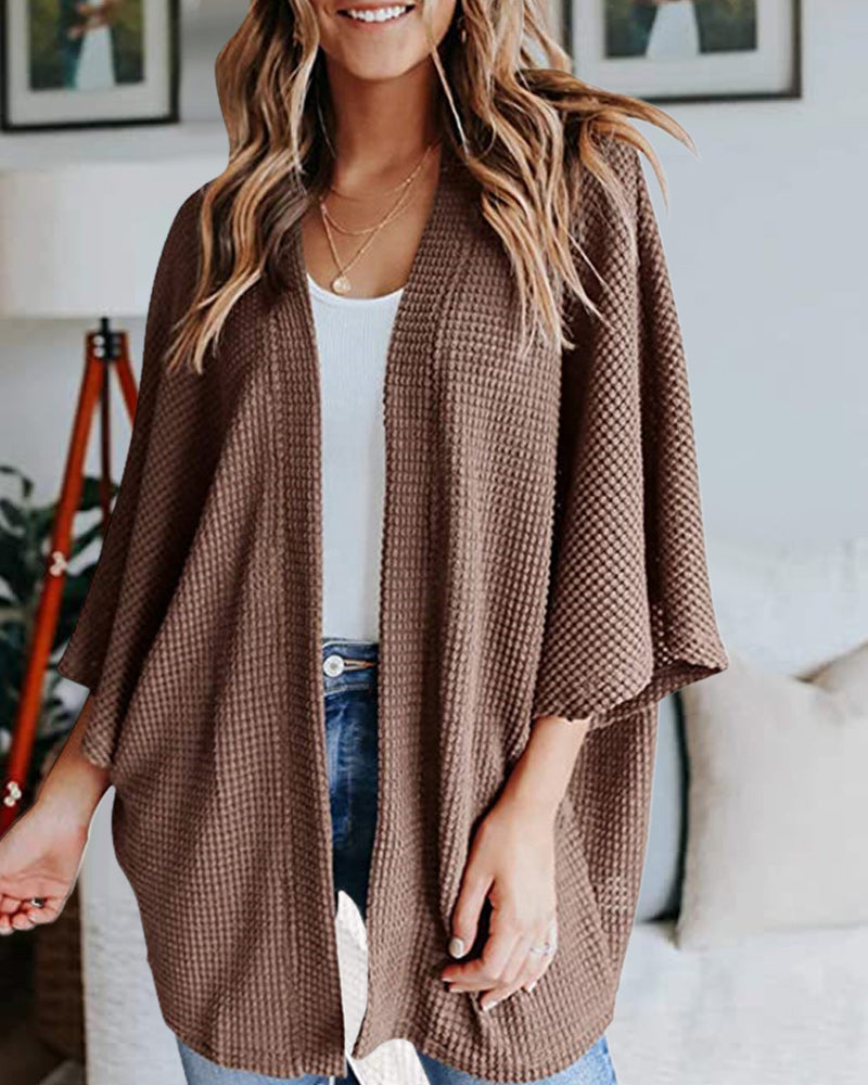 Évoque Effen Gebreid Cardigan met 3/4 Vleermuismouwen – Losse Pasvorm