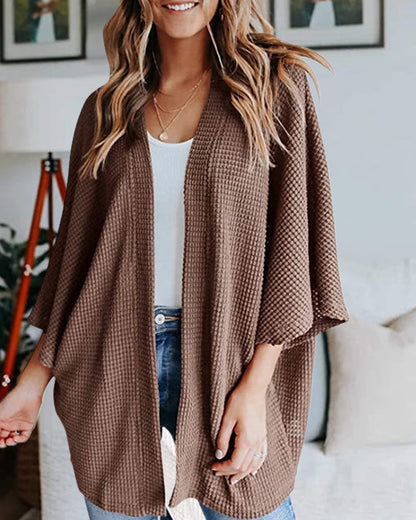 Évoque Effen Gebreid Cardigan met 3/4 Vleermuismouwen – Losse Pasvorm