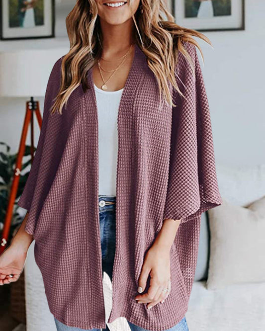 Évoque Effen Gebreid Cardigan met 3/4 Vleermuismouwen – Losse Pasvorm