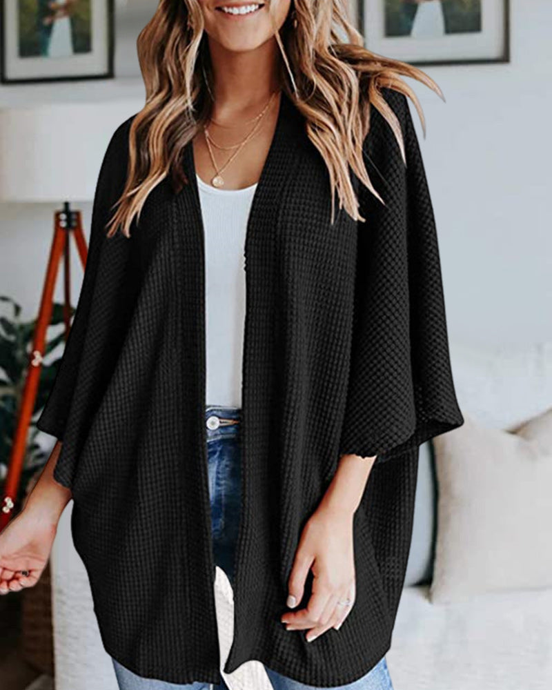 Évoque Effen Gebreid Cardigan met 3/4 Vleermuismouwen – Losse Pasvorm