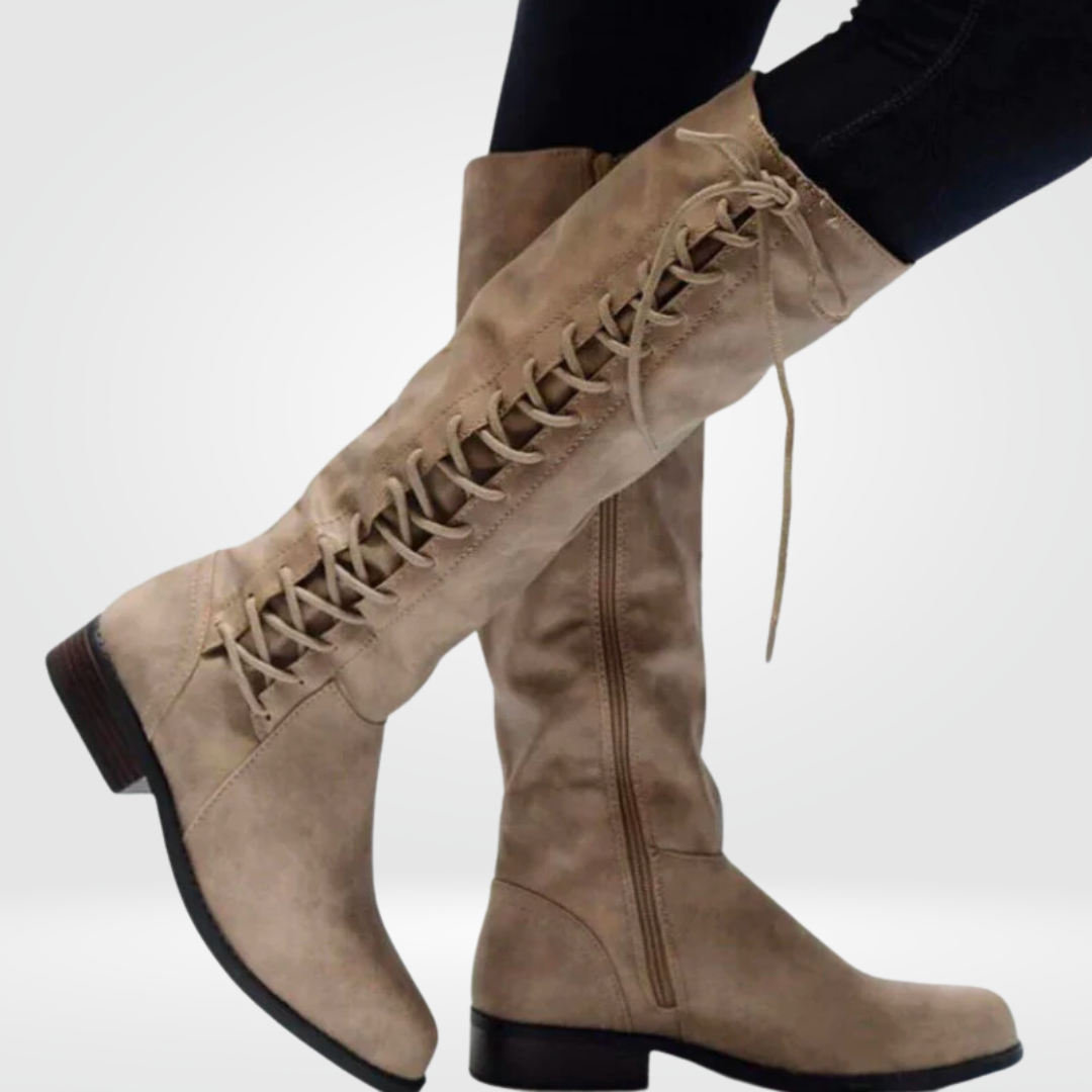 Veloria Elegante Leren Hoge Laarzen met Warme Voering en Antislipzool