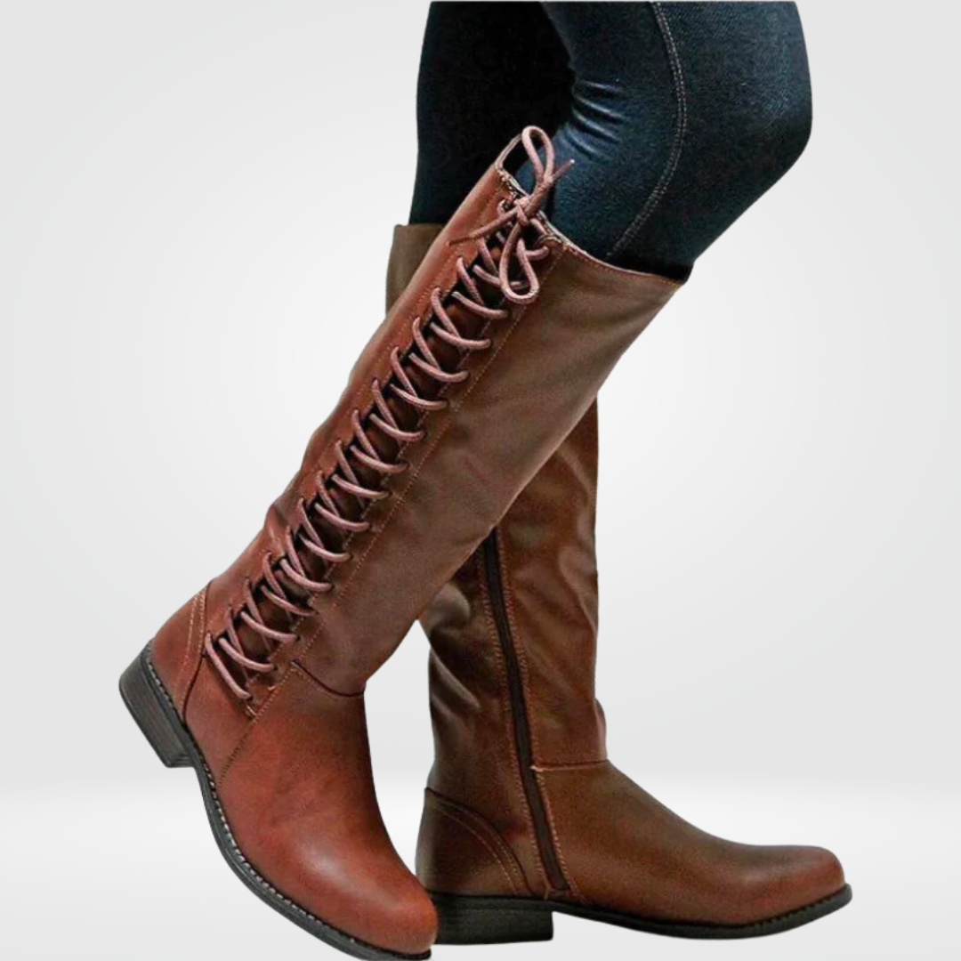 Veloria Elegante Leren Hoge Laarzen met Warme Voering en Antislipzool