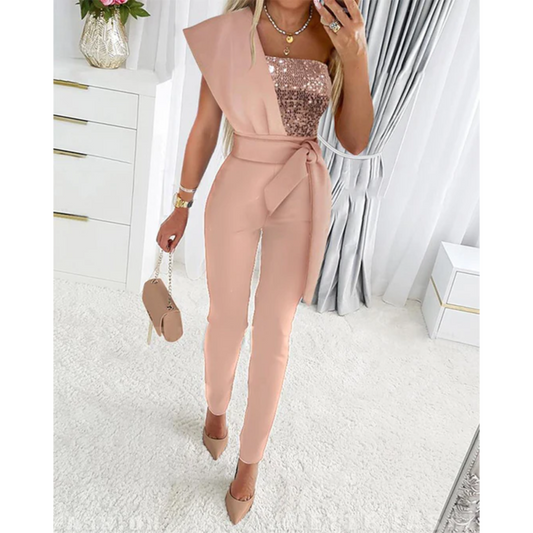 Élanor | Elegante one-shoulder jumpsuit met pailletten
