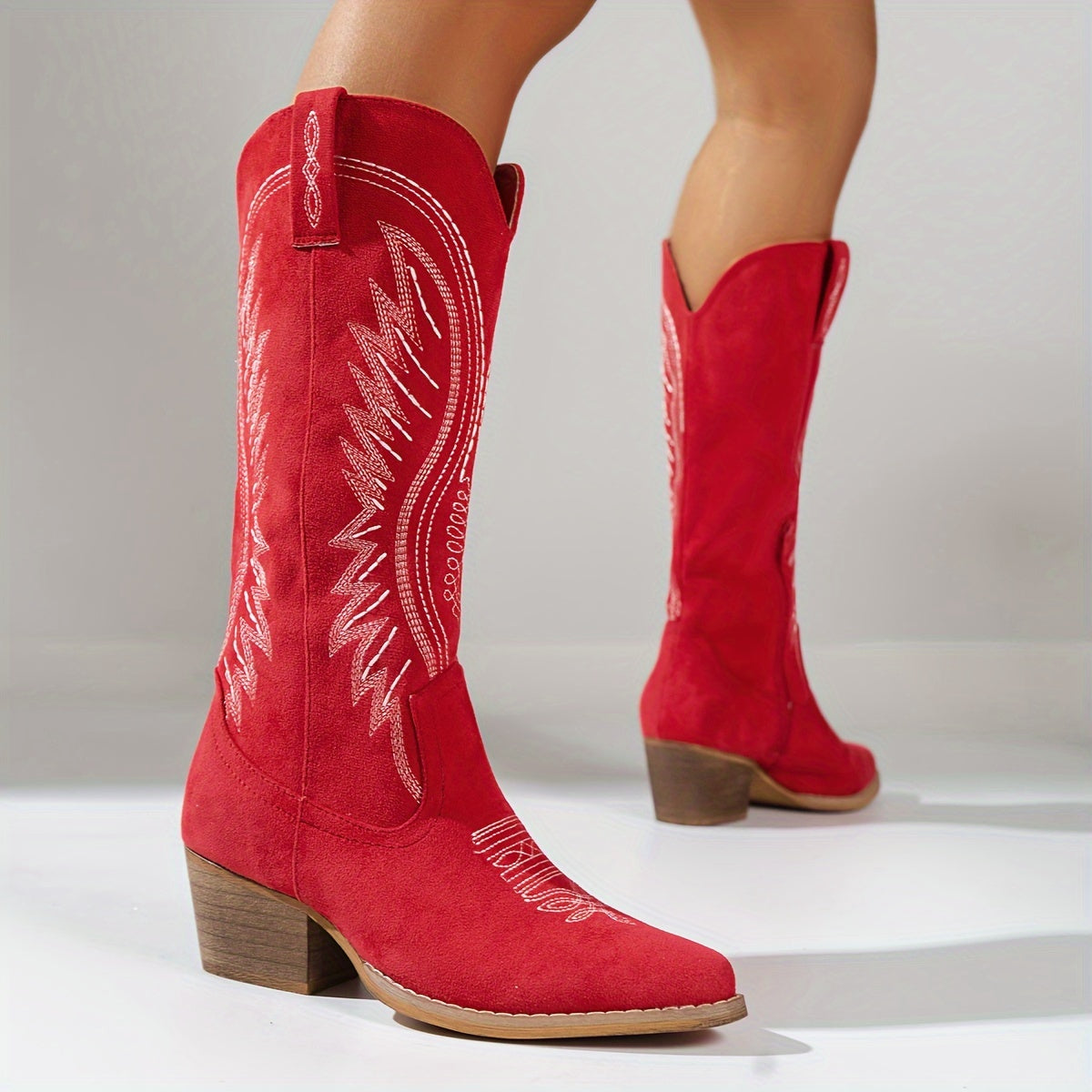 Veloria | Dames cowboylaarzen met blokhak en spitse neus