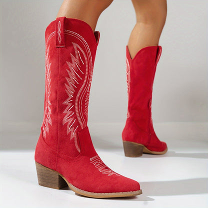 Veloria | Dames cowboylaarzen met blokhak en spitse neus
