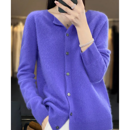 Élanor | Merino wollen dames cardigan met V-hals en knoopsluiting