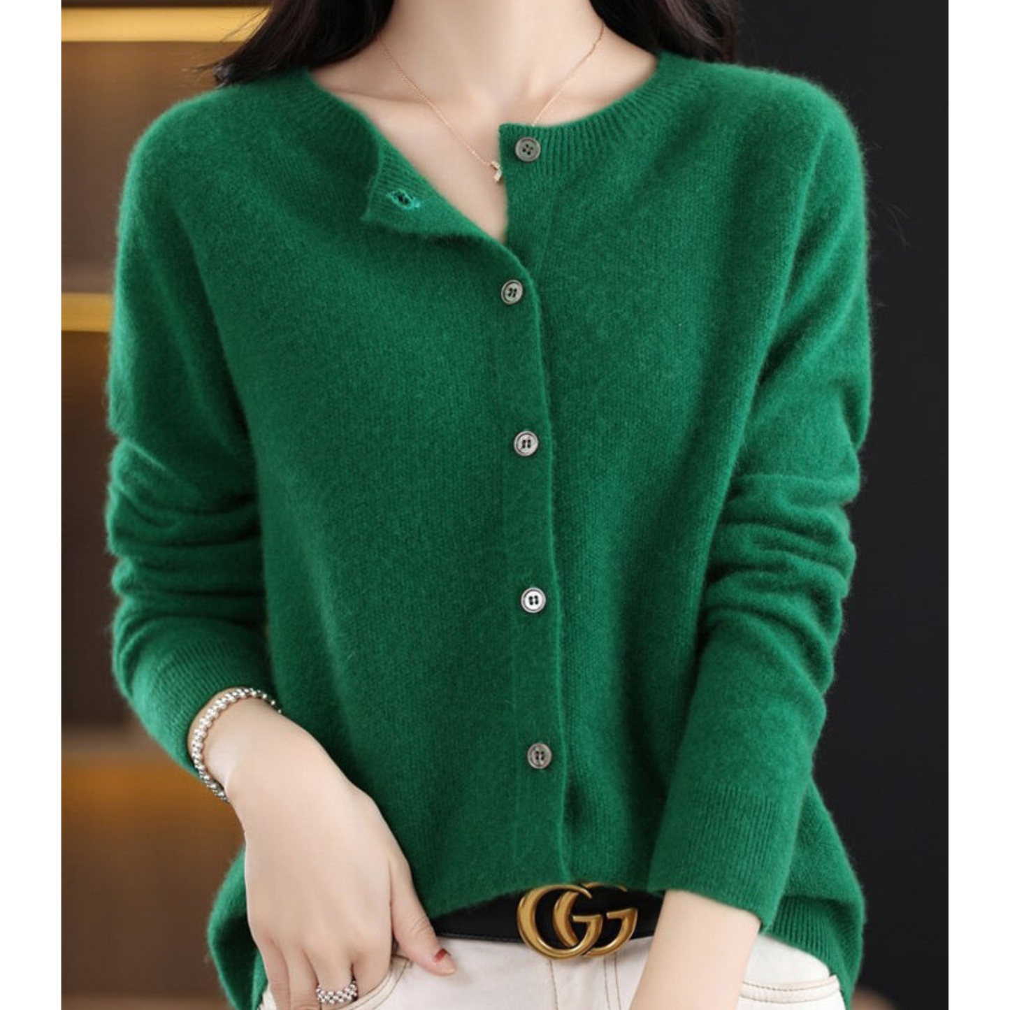Élanor | Merino wollen dames cardigan met V-hals en knoopsluiting