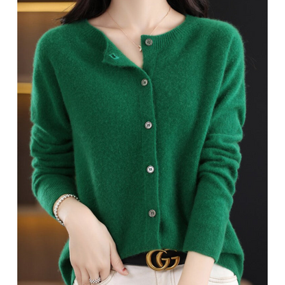 Élanor | Merino wollen dames cardigan met V-hals en knoopsluiting