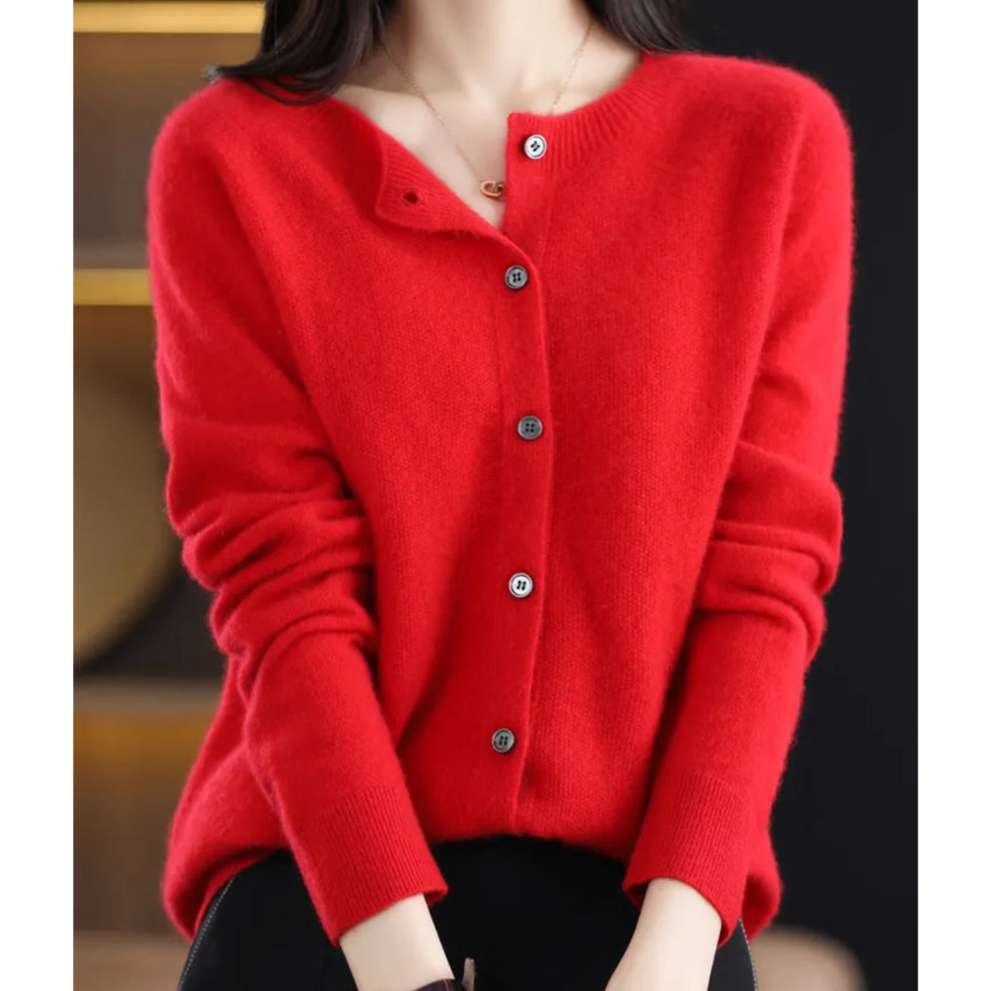 Élanor | Merino wollen dames cardigan met V-hals en knoopsluiting