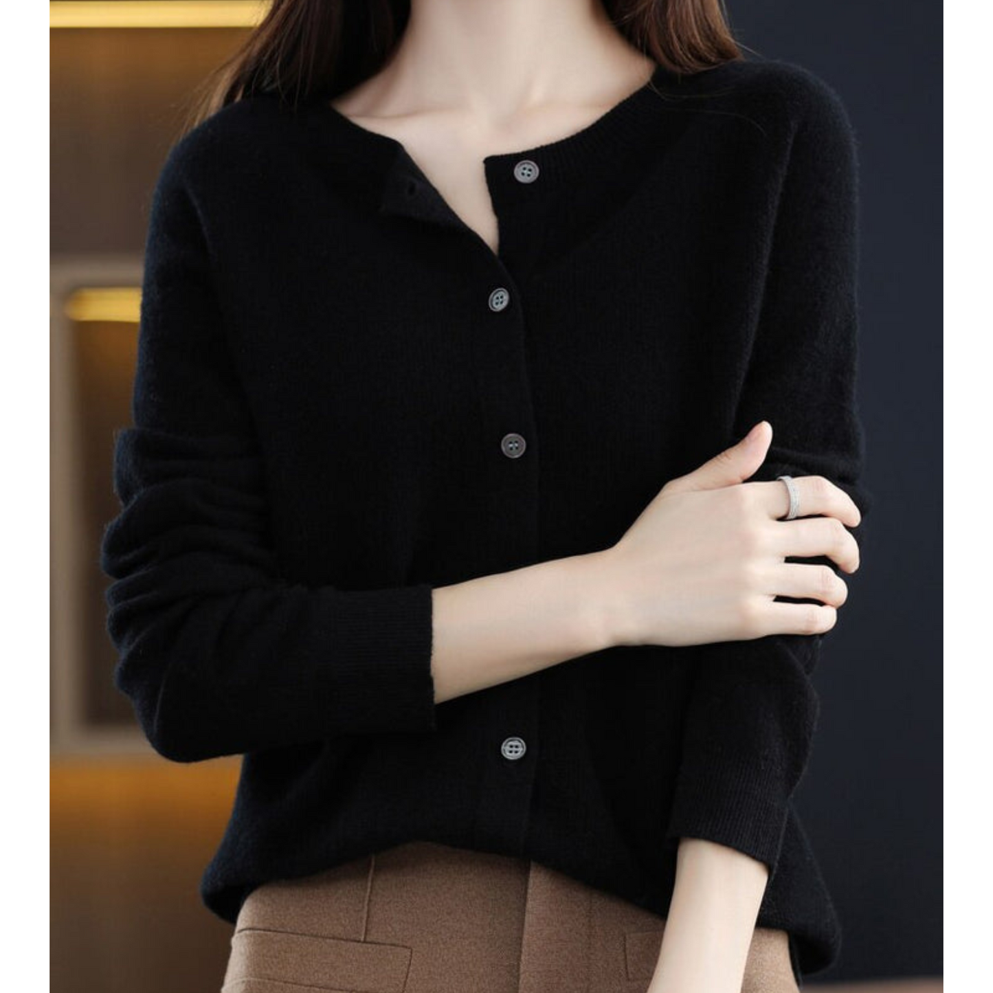 Élanor | Merino wollen dames cardigan met V-hals en knoopsluiting