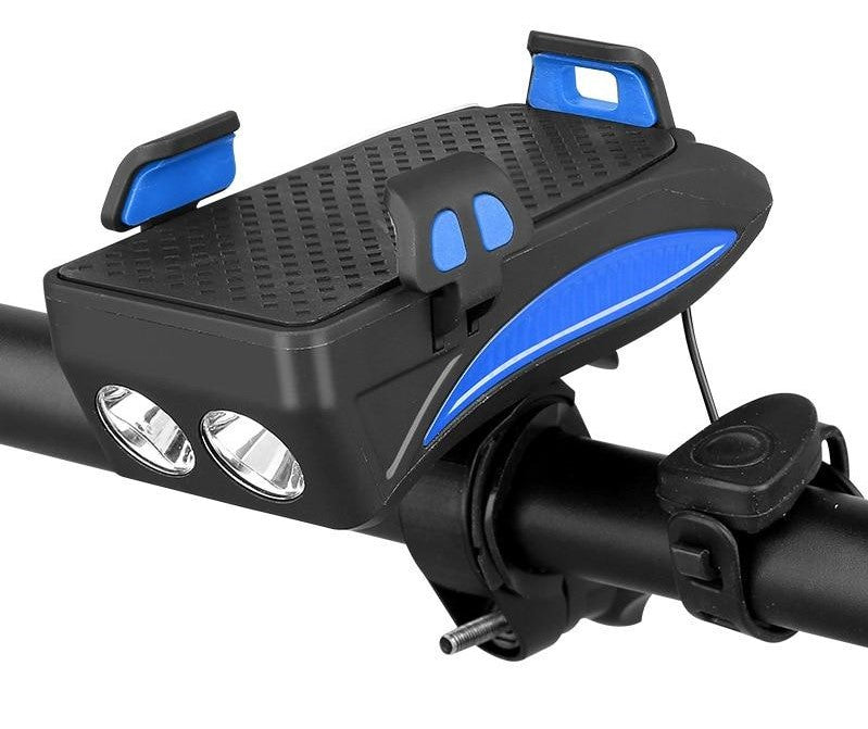 Veloria 4-in-1 Fietsgadget met Telefoonhouder, Powerbank, LED Verlichting en Claxon
