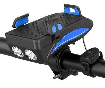 Veloria 4-in-1 Fietsgadget met Telefoonhouder, Powerbank, LED Verlichting en Claxon