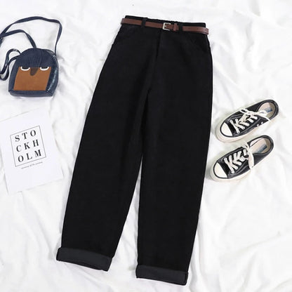 Évoque Corduroy broek dames met hoge taille en wijde pijpen – katoen