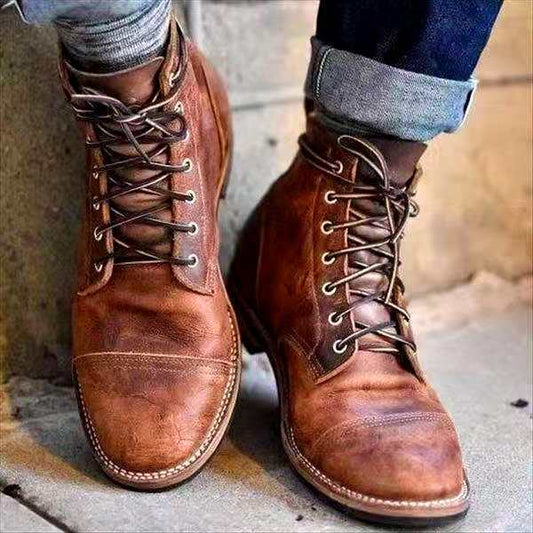 Sereno Retro Leren Herenschoenen met Veters – Klassieke Comfort Fit