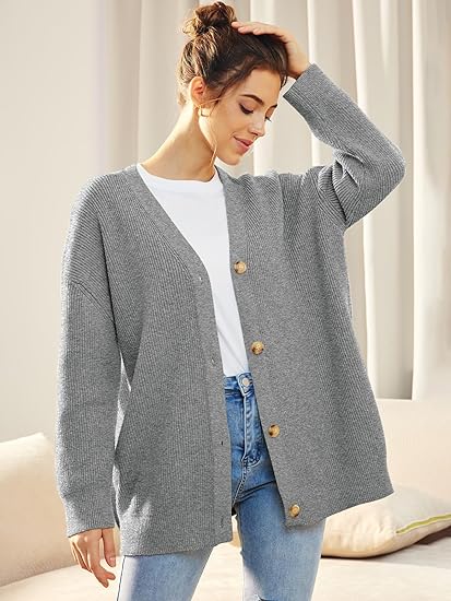 Évoque Lichte Cardigan met V-hals en Knoopsluiting – Gebreid Damesvest