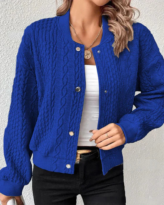 Évoque | Effen gebreide cardigan van katoenmix met knopen