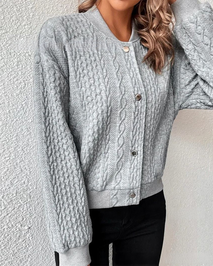 Évoque | Effen gebreide cardigan van katoenmix met knopen