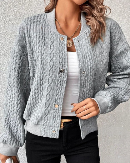Évoque | Effen gebreide cardigan van katoenmix met knopen