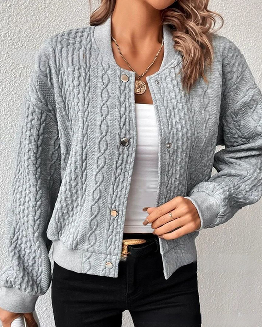 Évoque | Effen gebreide cardigan van katoenmix met knopen