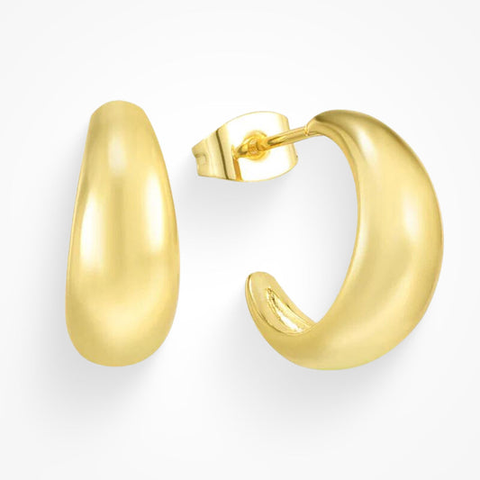 Monde Chunky Dames Oorringen met Glanzende Afwerking – Taps Toelopend Design – Metaallegering – Zilverkleurig