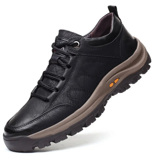 Monde Orthopedische herenschoenen van echt leer met antislipzool – ademend, lichtgewicht en waterdicht – Zwart