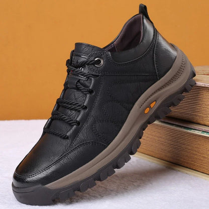 Monde Orthopedische herenschoenen van echt leer met antislipzool – ademend, lichtgewicht en waterdicht – Zwart