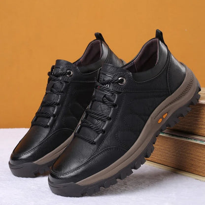 Monde Orthopedische herenschoenen van echt leer met antislipzool – ademend, lichtgewicht en waterdicht – Zwart