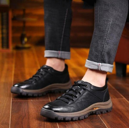 Monde Orthopedische herenschoenen van echt leer met antislipzool – ademend, lichtgewicht en waterdicht – Zwart