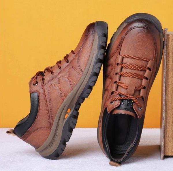Monde Orthopedische herenschoenen van echt leer met antislipzool – ademend, lichtgewicht en waterdicht – Zwart