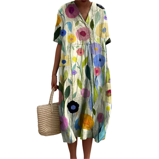 Monde Dames Zomerkleed met Bloemenprint – Luchtige Pasvorm – Mouwloos – Lichtgewicht Stof – Ronde Hals