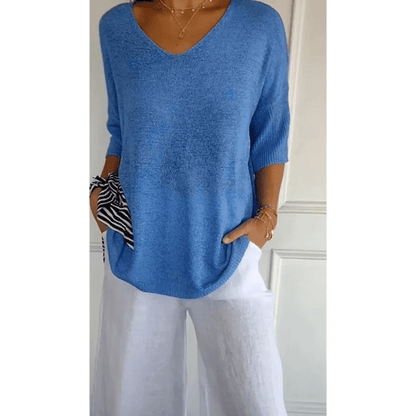 Élanor – Elegant V-hals shirt van katoenmix