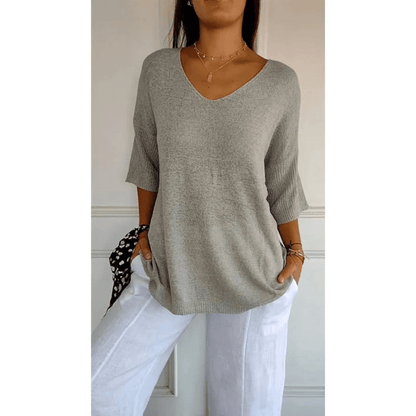 Élanor – Elegant V-hals shirt van katoenmix