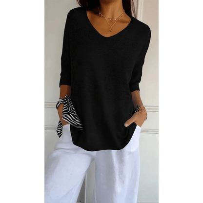 Élanor – Elegant V-hals shirt van katoenmix