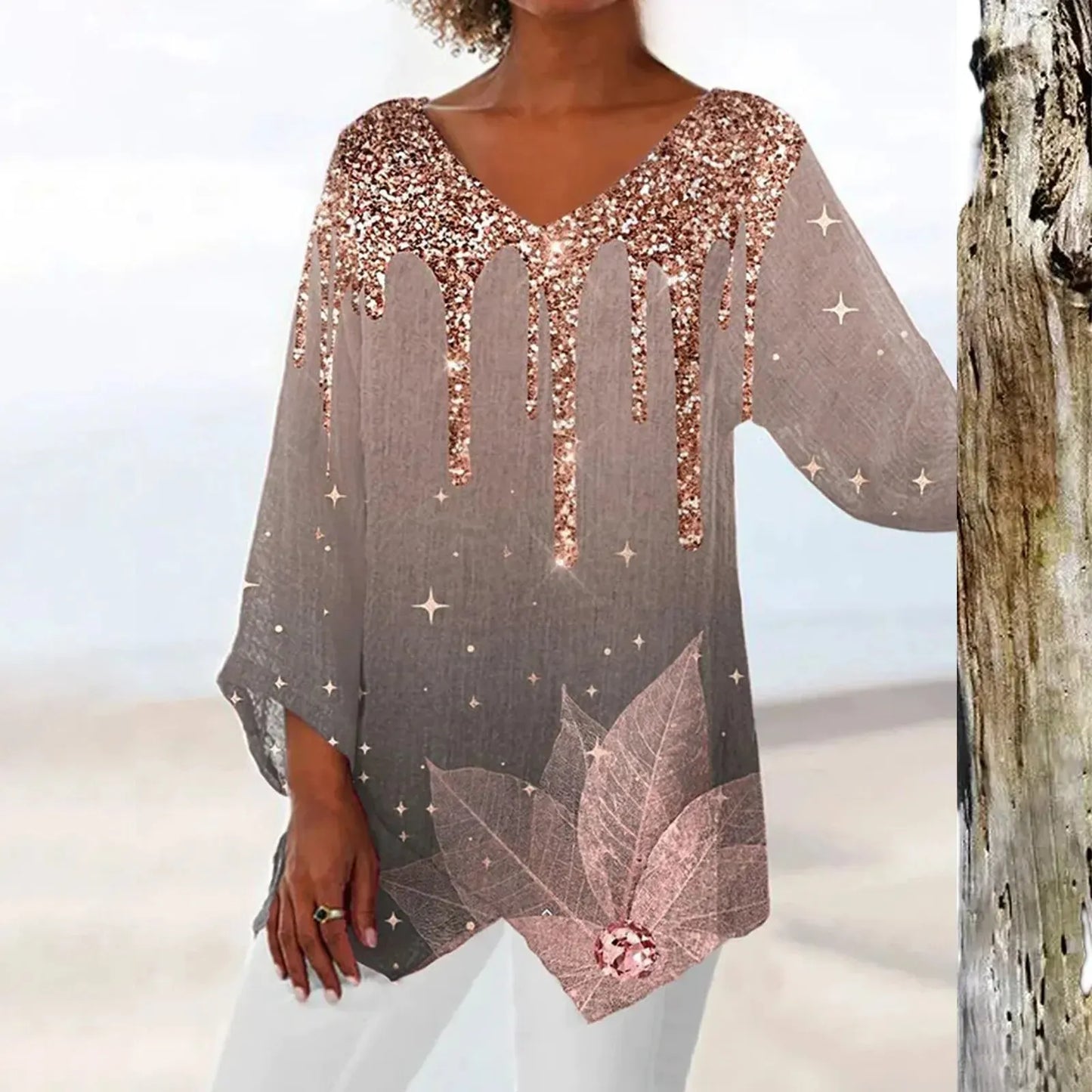 Élanor | Vintage dames top met V-hals en elegante print