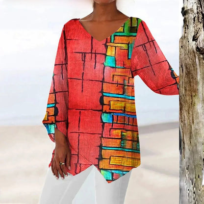 Élanor | Vintage dames top met V-hals en elegante print