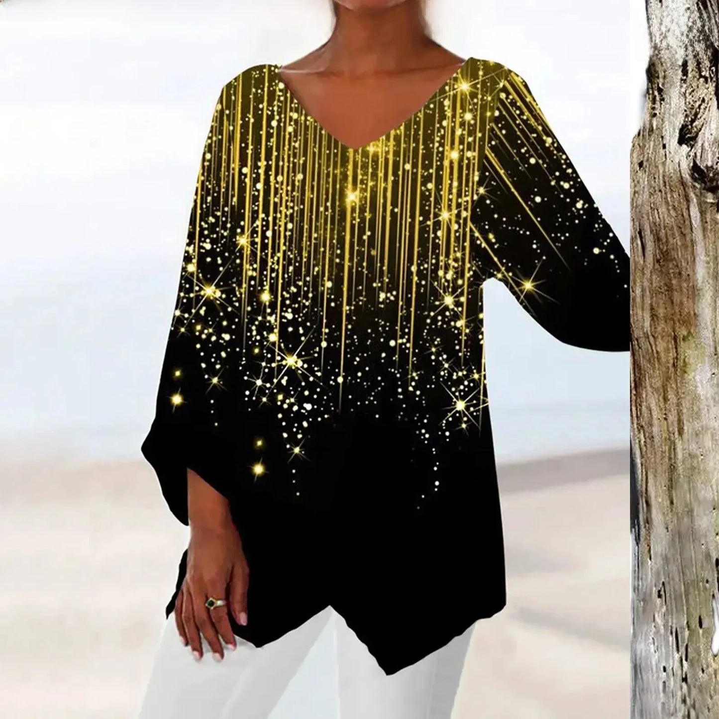 Élanor | Vintage dames top met V-hals en elegante print