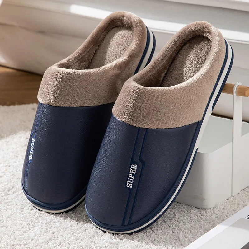 Évoque | Blauwe herenpantoffels met comfortabele dikke zool