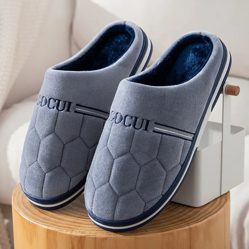 Évoque | Blauwe herenpantoffels met comfortabele dikke zool