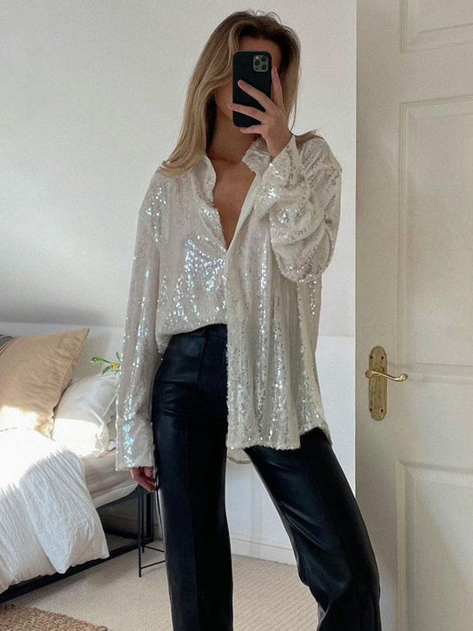 Veloria Oversized Blouse voor Dames met Elegante Details
