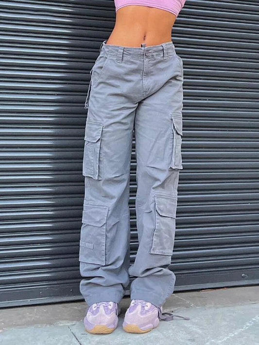 Veloria | Zomerse dames cargo broek met hoge taille en wijde pijpen