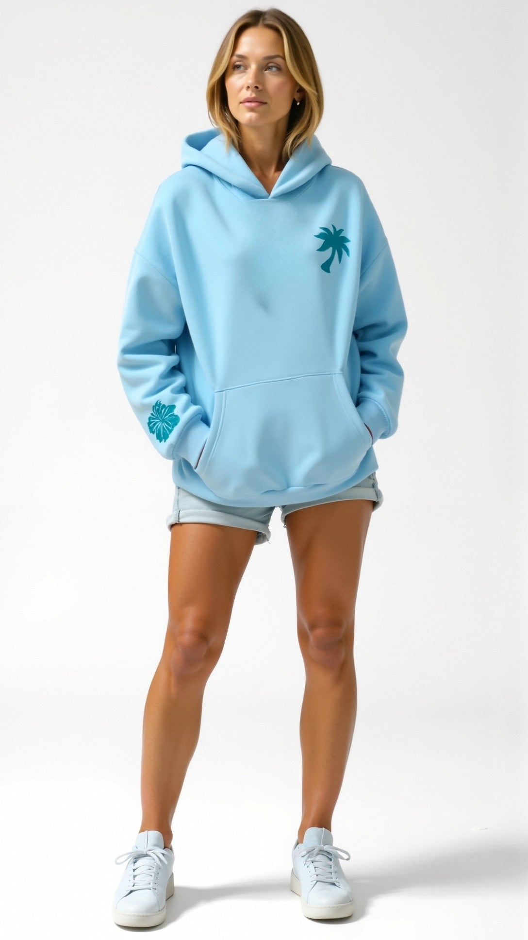 Élanor Geborduurde Hoodie met Tropisch Rugmotief – Unisex Kapuzenpullover