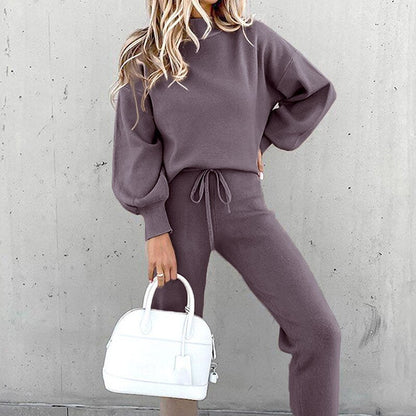 Élanor Dames Pullover en Broek Set – Comfortabele Lounge Outfit met Elegante Pasvorm