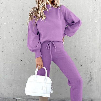 Élanor Dames Pullover en Broek Set – Comfortabele Lounge Outfit met Elegante Pasvorm
