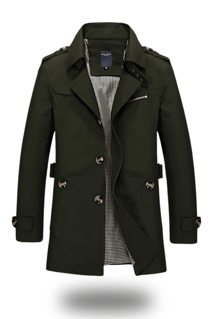 Évoque Trenchcoat met Omgeslagen Kraag – Klassieke Herenjas in Tijdloos Design