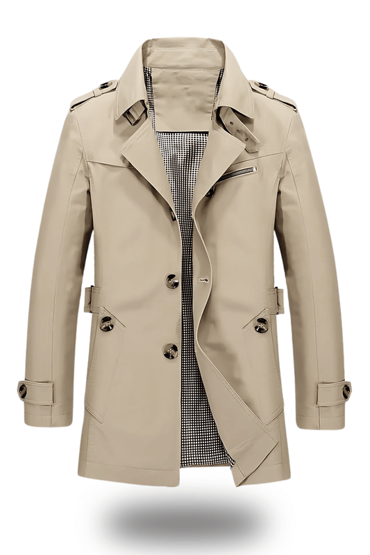 Évoque Trenchcoat met Omgeslagen Kraag – Klassieke Herenjas in Tijdloos Design