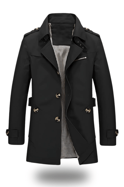 Évoque Trenchcoat met Omgeslagen Kraag – Klassieke Herenjas in Tijdloos Design