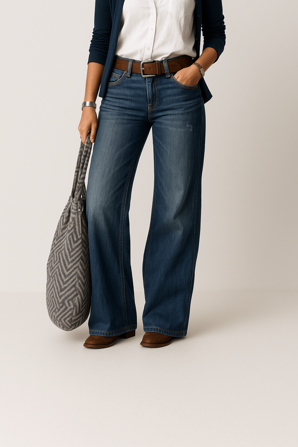 Élanor Denim Jeans met Wijde Pijp – Tijdloze High-Waist Spijkerbroek voor Dames