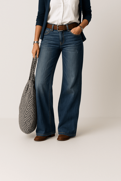 Élanor Denim Jeans met Wijde Pijp – Tijdloze High-Waist Spijkerbroek voor Dames