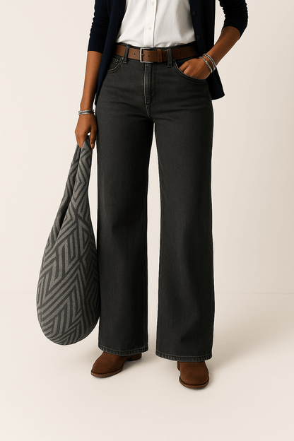 Élanor Denim Jeans met Wijde Pijp – Tijdloze High-Waist Spijkerbroek voor Dames